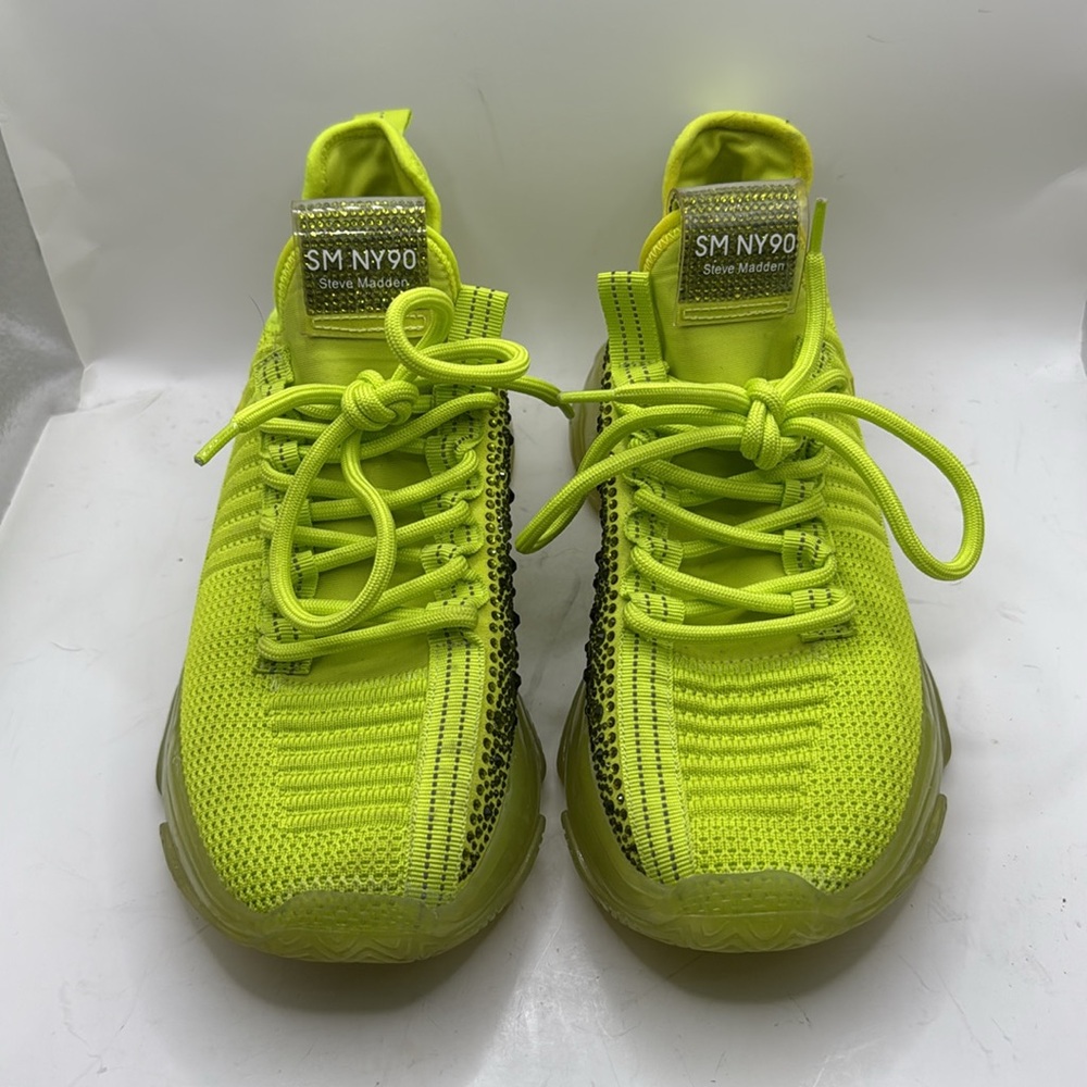 Steve Madden Maxima Athletic Shoes Sneakers Yellow Green Bedazzled Jewel Women 9 - Picture 3 of 14